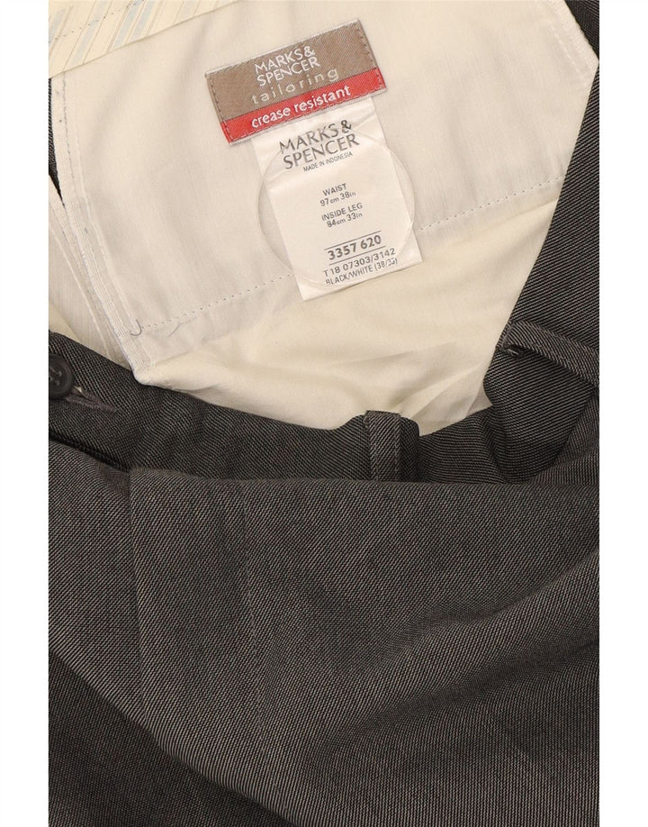 Marks & Spencer muške hlače ravnog odijela W38 L33 sivi poliester