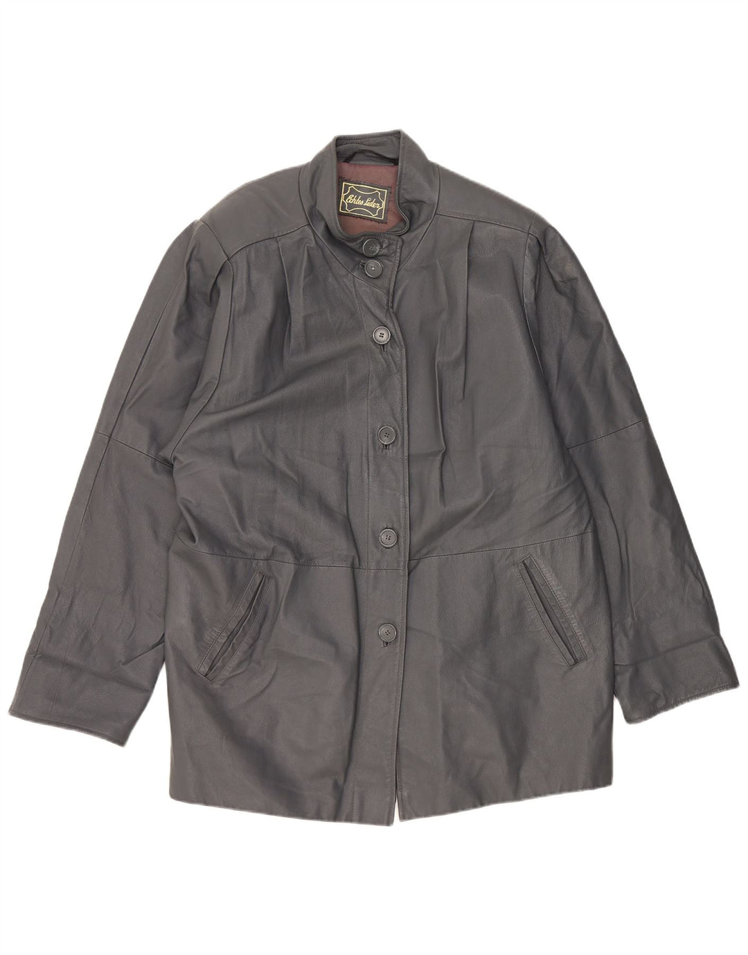 Vintage ženski preveliki kožni kaput UK 18 XL siva koža