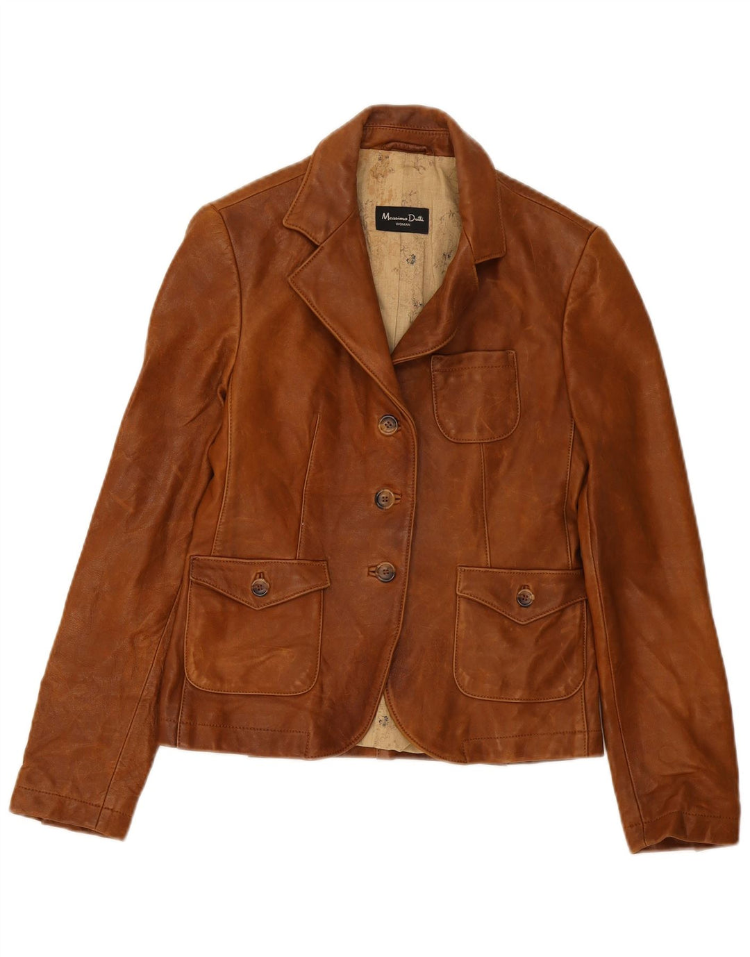 Massimo Dutti ženska kožna jakna sako s 3 gumba UK 8 Mala smeđa
