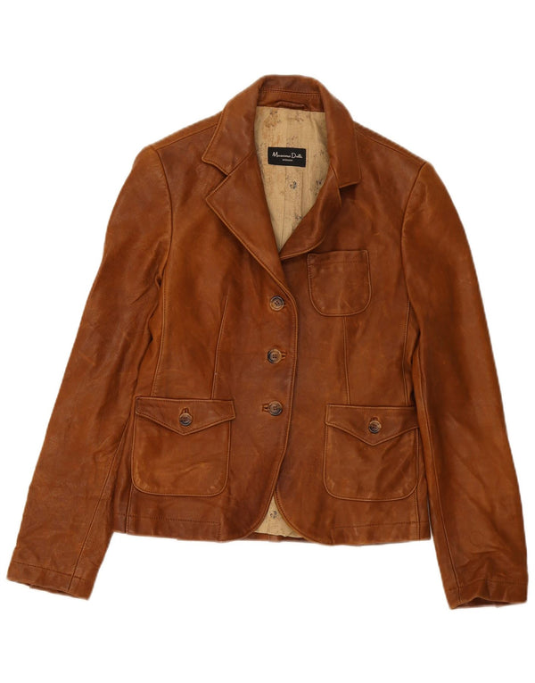 Massimo Dutti ženska kožna jakna sako s 3 gumba UK 8 Mala smeđa