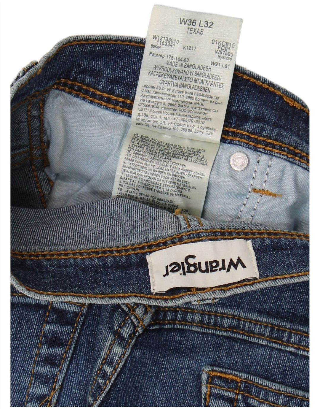 Wrangler muške teksaške ravne traperice W36 L32 plavi pamuk