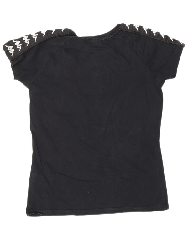 KAPPA ženska majica kratkih rukava s grafičkim motivima UK 6 XS crni pamuk