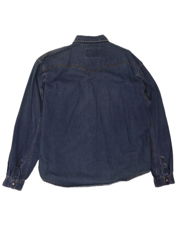 Vintage muška široka traper košulja Srednje plavi pamuk