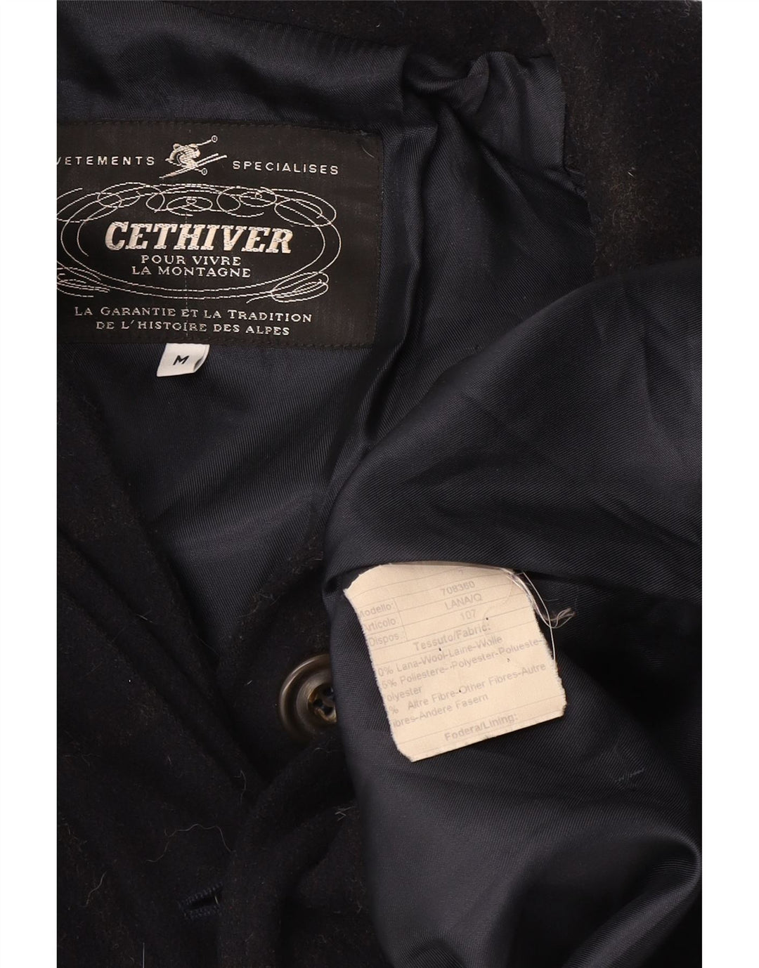 Vintage ženski skijaški kaput UK 14 Srednje mornarsko plava karirana vuna