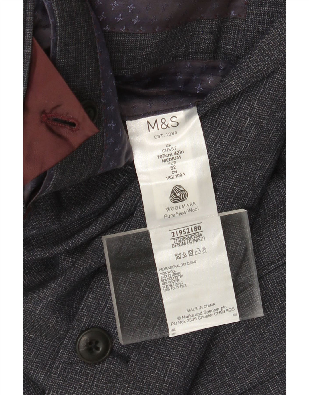 MARKS & SPENCER muška jakna sa 2 gumba IT 52 XL tamnoplava vuna