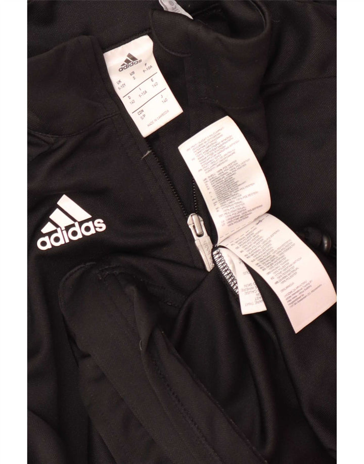 Gornja jakna od trenirke Adidas Climalite za dječake 9-10 godina, crni poliester