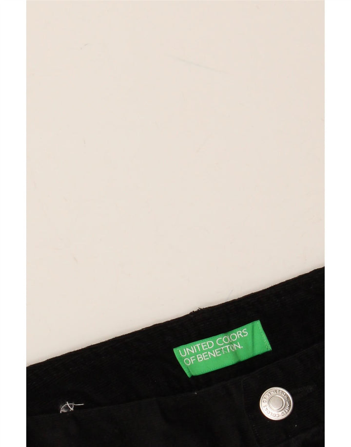 BENETTON Ženske ravne hlače od samta W30 L27 crne klasične