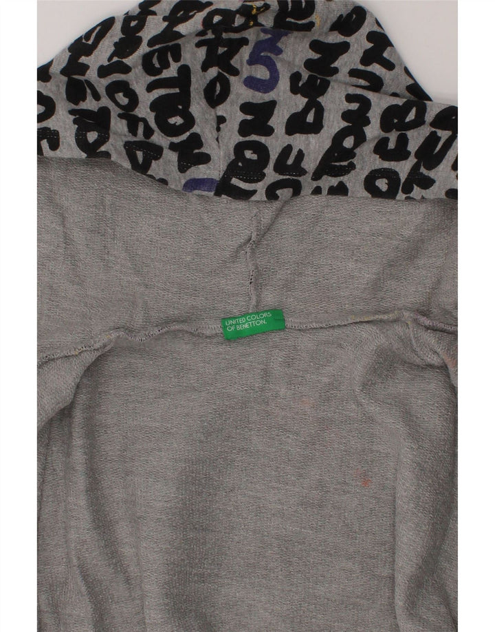 BENETTON Boys Abstract Pattern Zip Hoodie Sweater 6-7 Years Small Grey Vintage Benetton and Second-Hand Benetton from Messina Hembry 