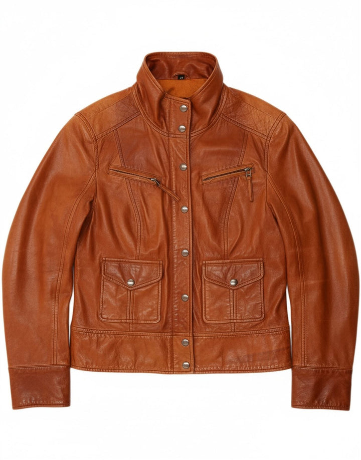 HEINE Womens Leather Jacket EU 40 Medium Brown Leather Vintage Heine and Second-Hand Heine from Messina Hembry 