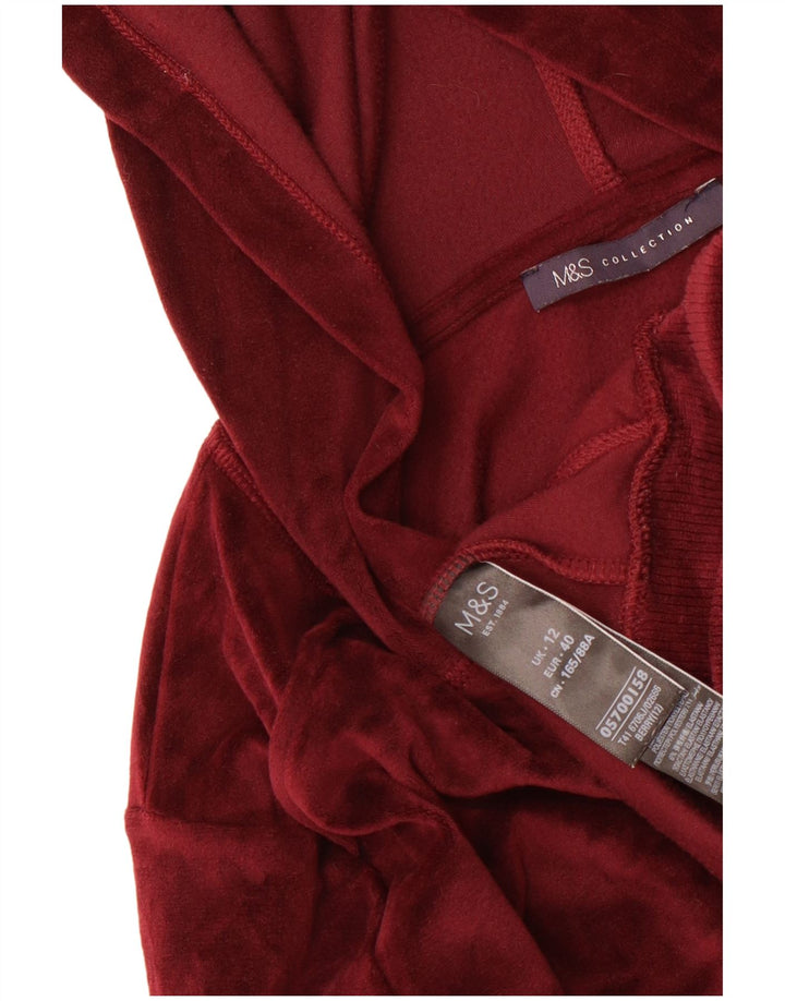 Marks & Spencer ženski preveliki pulover s kapuljačom s patentnim zatvaračem UK 12 srednje tamnocrvene boje