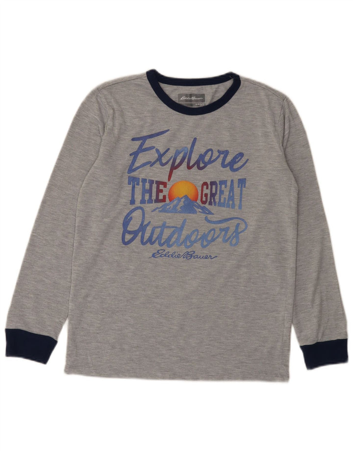 Eddie Bauer Dječačka majica dugih rukava s grafičkim motivima 10-11 godina srednje sive s pjegama