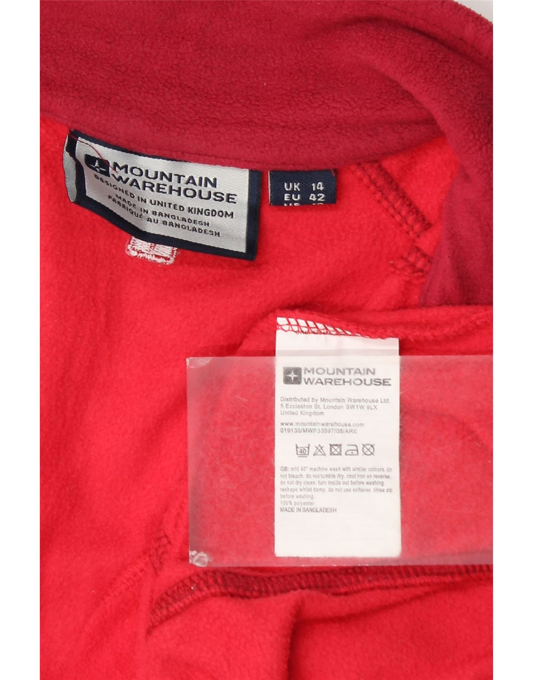 Mountain Warehouse Ženski džemper od flisa s patentnim izrezom UK 14 Veliki crveni poliester