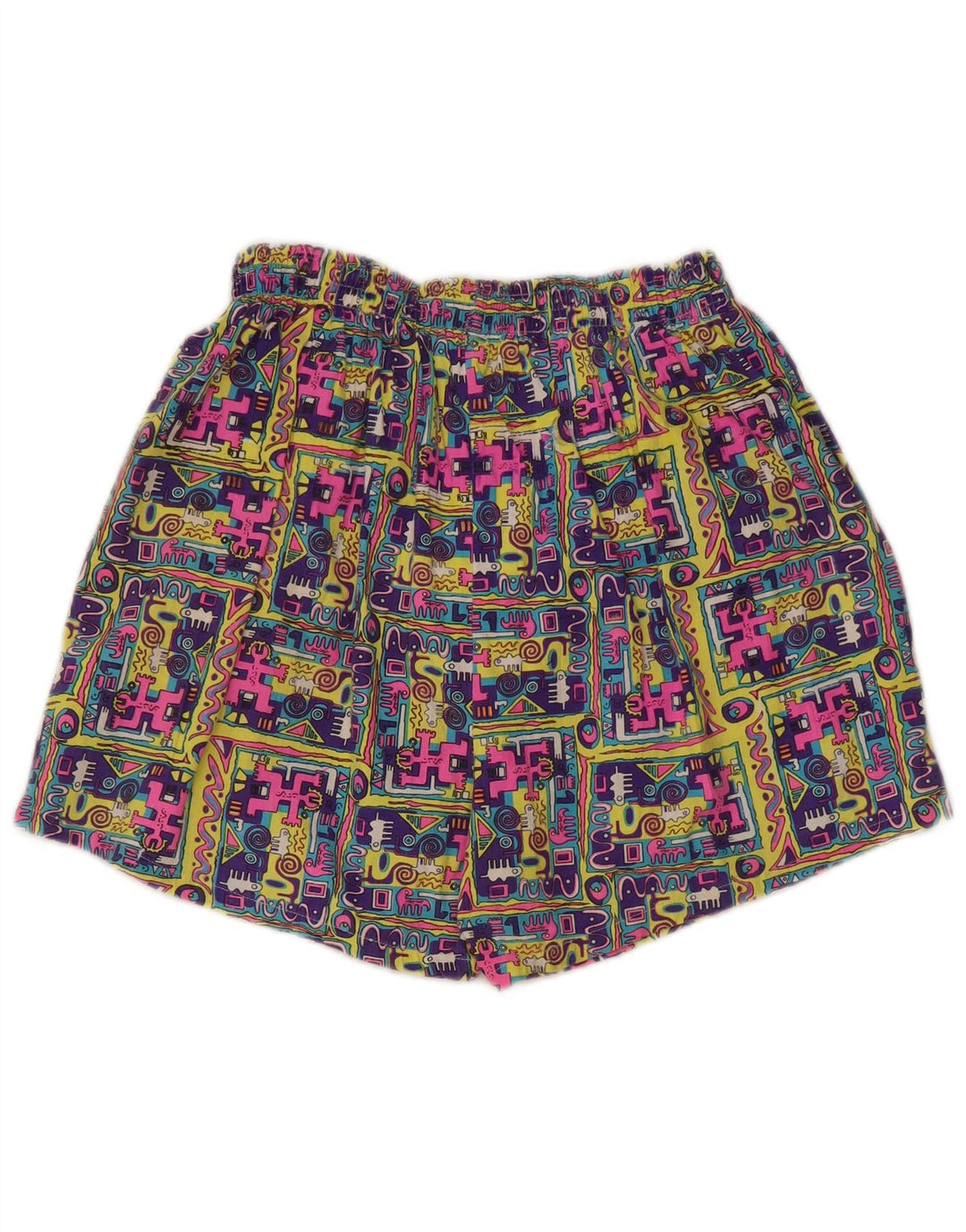Vintage ženske kratke hlače visokog struka, male W27, raznobojni patchwork pamuk