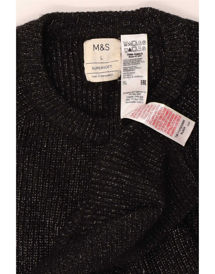 Marks & Spencer muški pulover s okruglim izrezom, veliki crni pjegavi poliamid