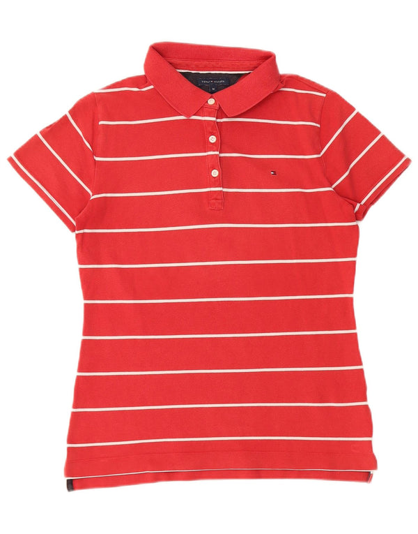 TOMMY HILFIGER Ženska polo majica UK 12 Pamuk srednje crvene pruge