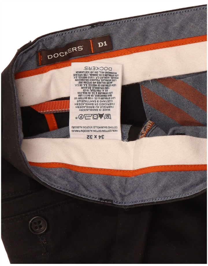 Dockers muške ravne chino hlače W34 L30 crni pamuk