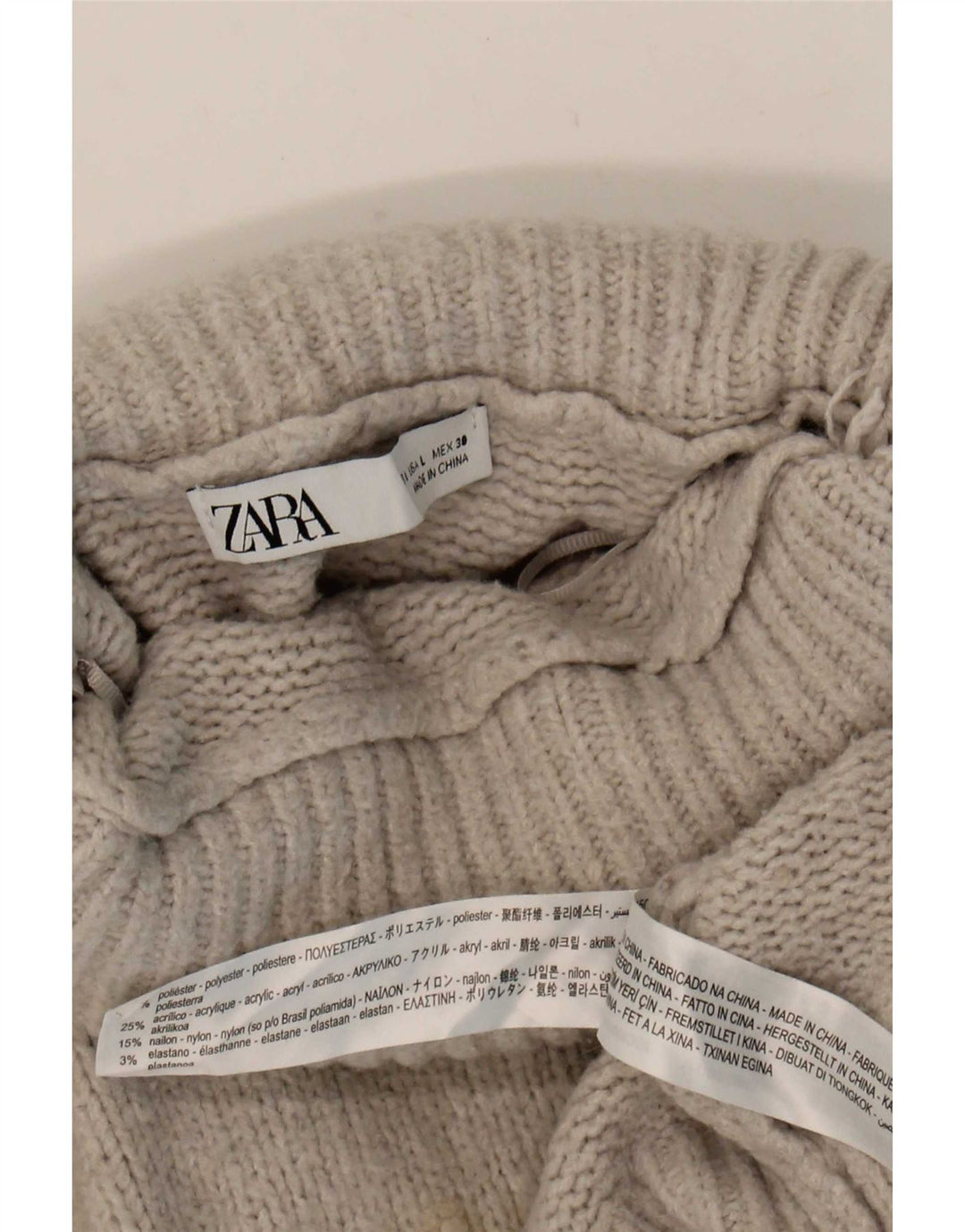 Zara ženski pulover s rol izrezom UK 14 veliki sivi poliester