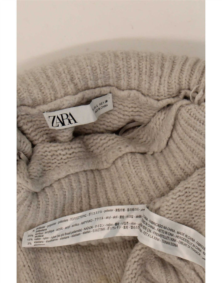 Zara ženski pulover s rol izrezom UK 14 veliki sivi poliester