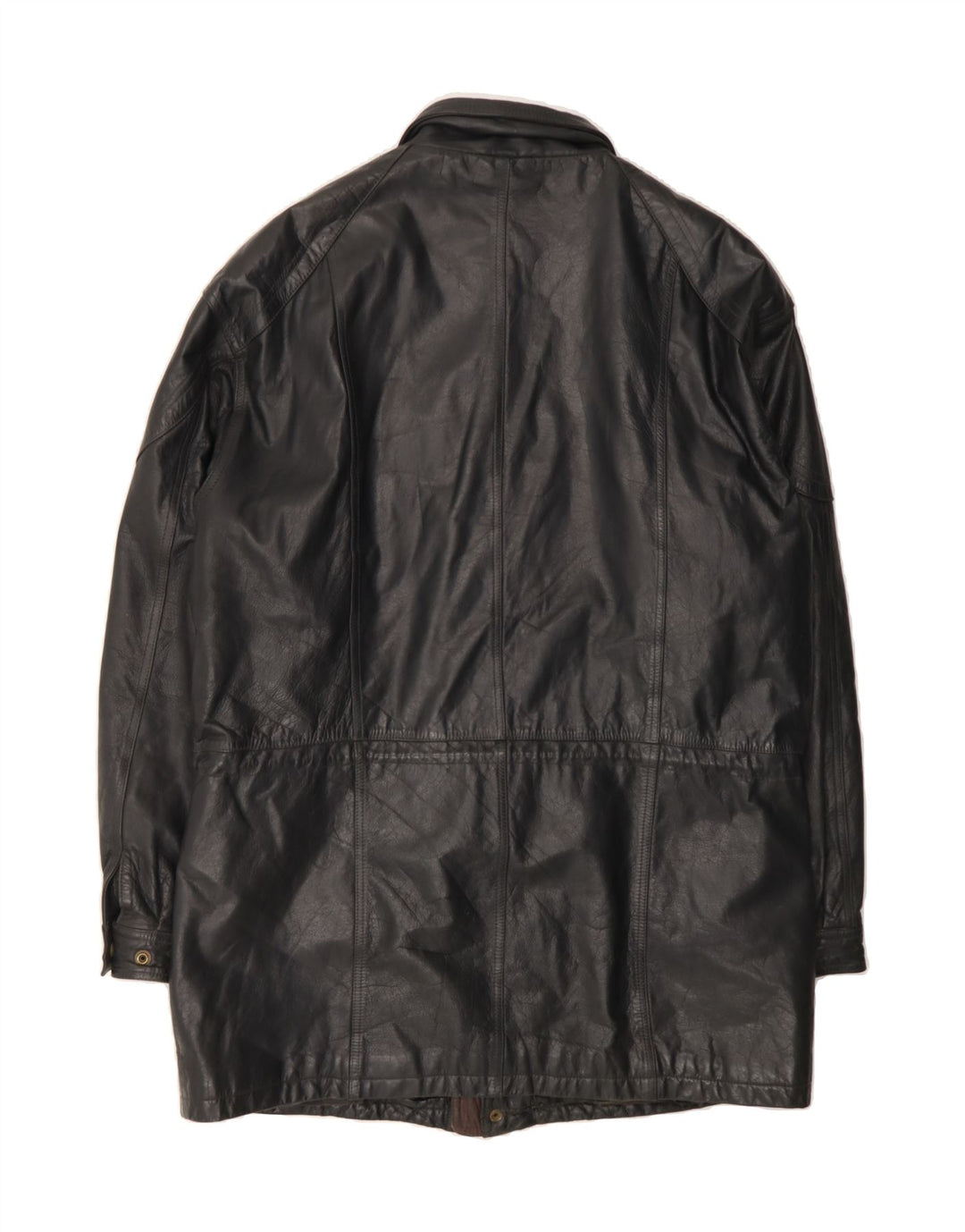 MARCEL CLAIR Mens Leather Coat IT 52 XL Black Leather Vintage Marcel Clair and Second-Hand Marcel Clair from Messina Hembry 