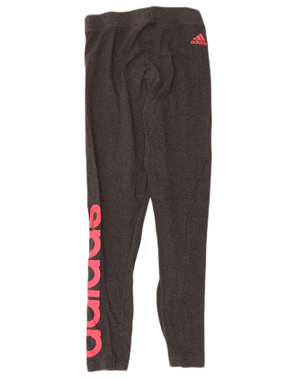 Adidas Womens Graphic Leggings UK 8/10 Small Gray Cotton