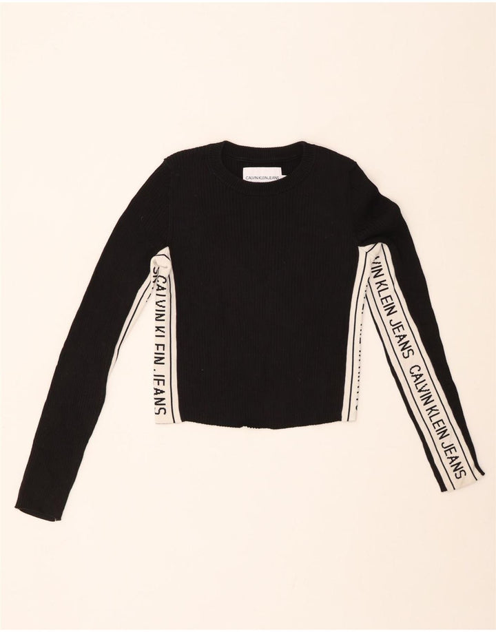 CALVIN KLEIN JEANS Ženska majica dugih rukava s grafikom UK 10 Mala crna