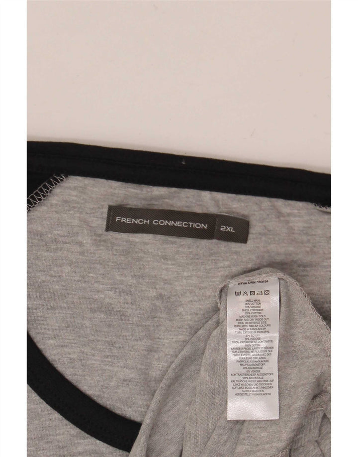 French Connection muška majica dugih rukava 2XL sivi pamuk u boji