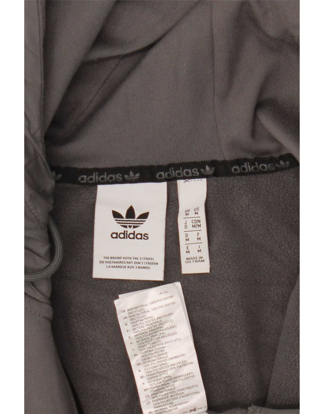 Adidas muški pulover s kapuljačom na patentni zatvarač srednje sivi poliester u blokovima boja