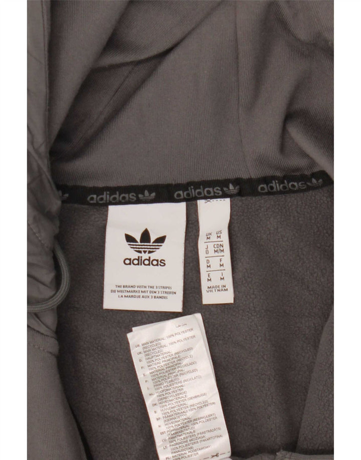 Adidas muški pulover s kapuljačom na patentni zatvarač srednje sivi poliester u blokovima boja
