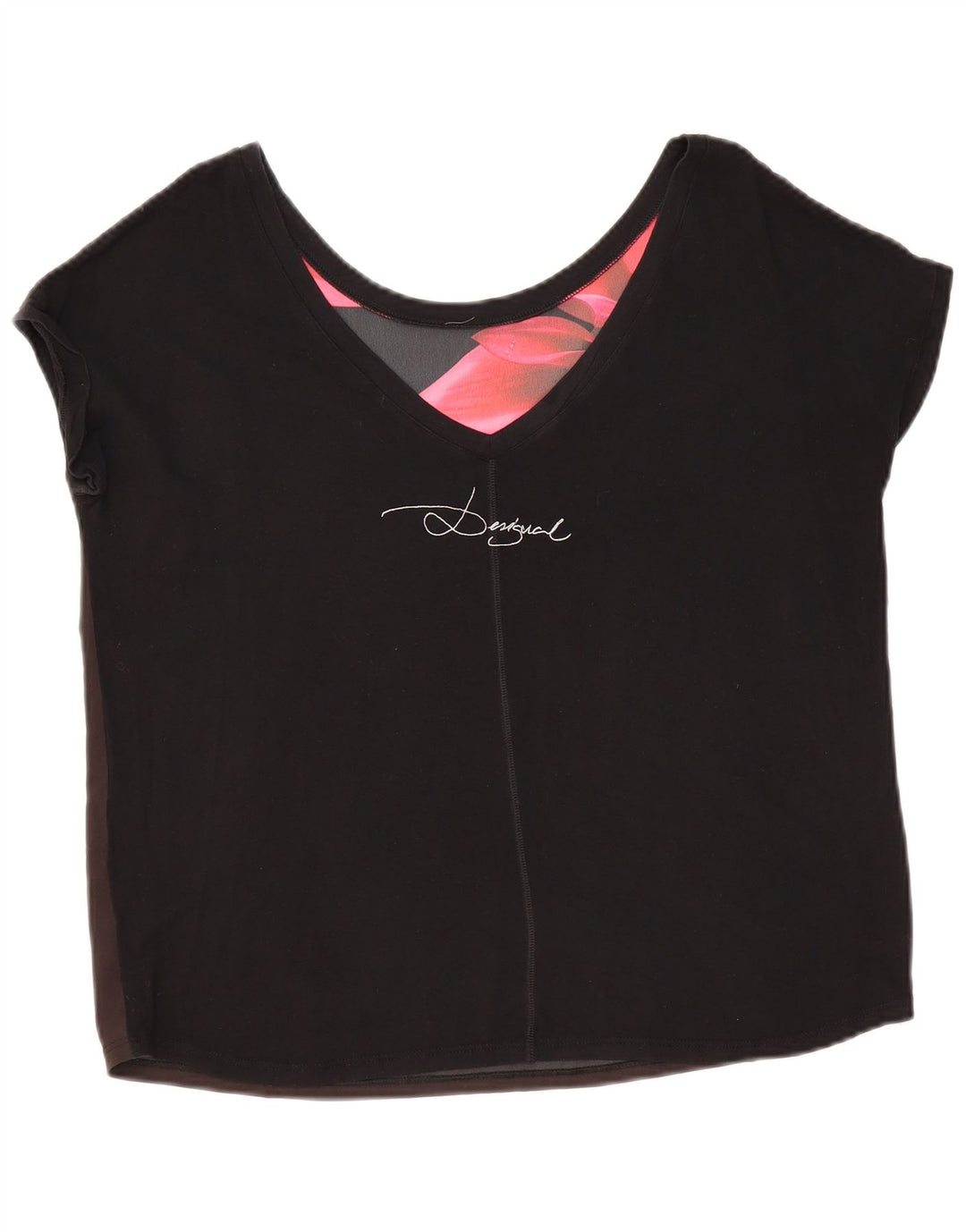 DESIGUAL Ženska prevelika majica kratkih rukava s grafičkim motivima UK 14 srednje crna cvjetna