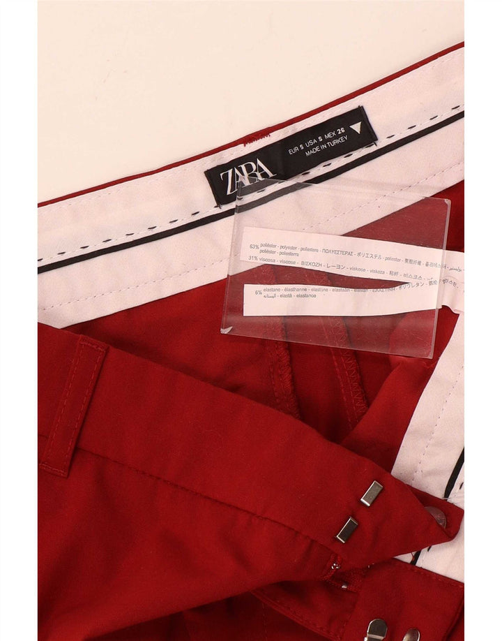 Zara ženske male chino hlače s bootcut W26 L33 crveni poliester