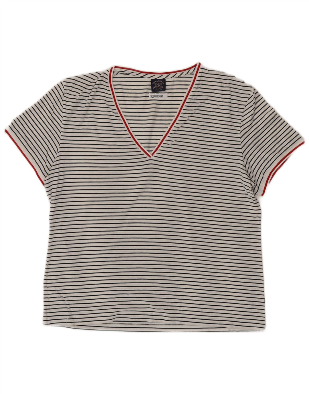 PAUL & SHARK Ženska majica kratkih rukava UK 18 XL Pamuk na bijele pruge