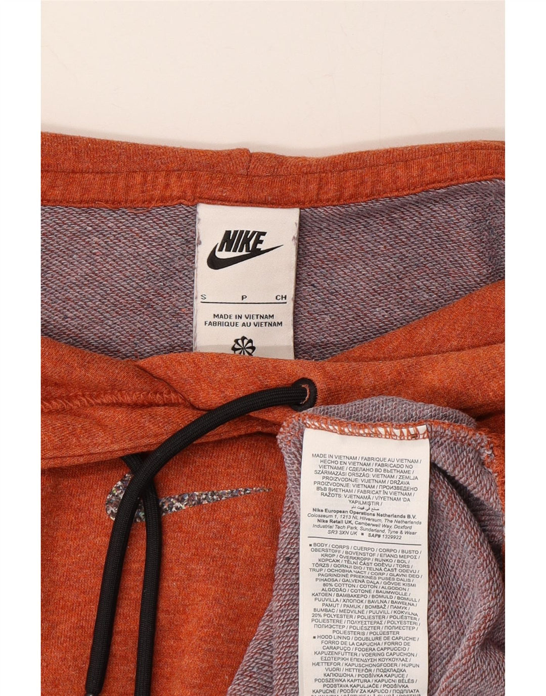 NIKE Mens Hoodie Jumper Small Orange Cotton