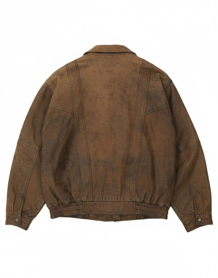 B&S ekskluzivna muška bomber kožna jakna UK 42 XL smeđa koža