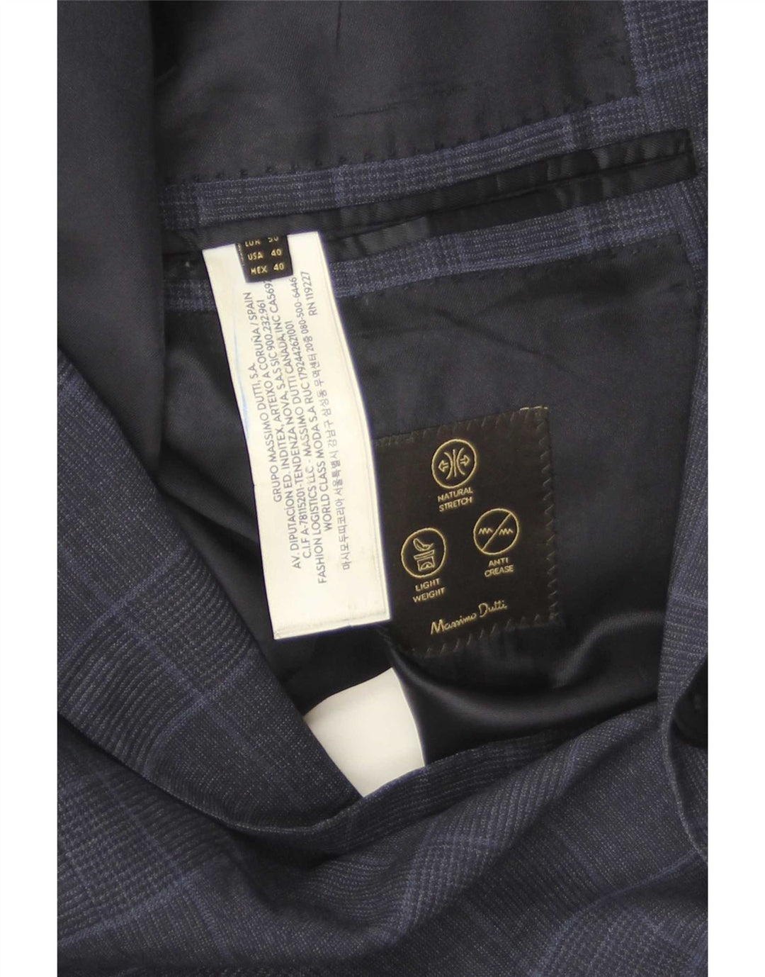 Massimo Dutti muška jakna sa 2 gumba EU 40 srednje mornarsko plava karirana vuna