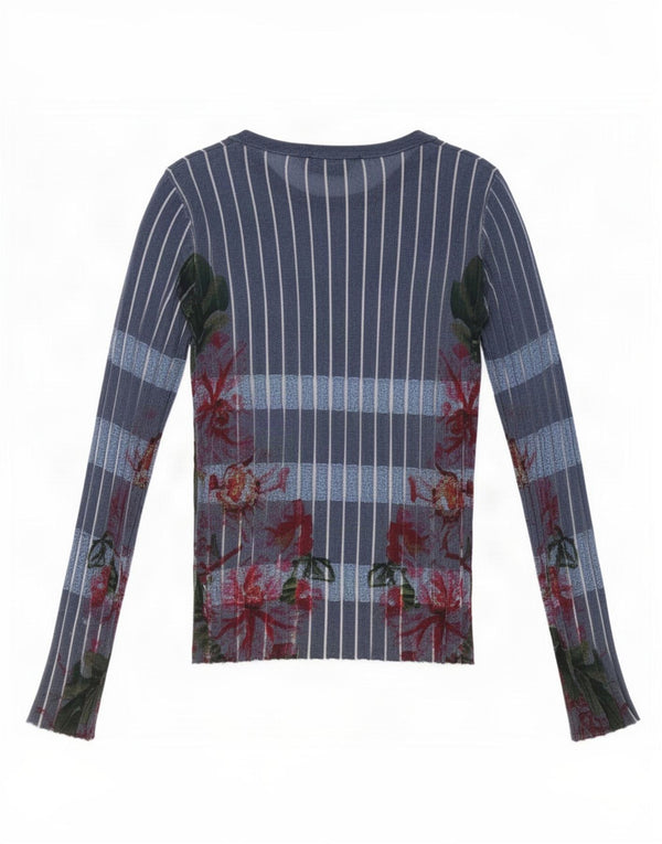 Desigual ženska majica dugih rukava UK 14 velika plava cvjetna viskoza