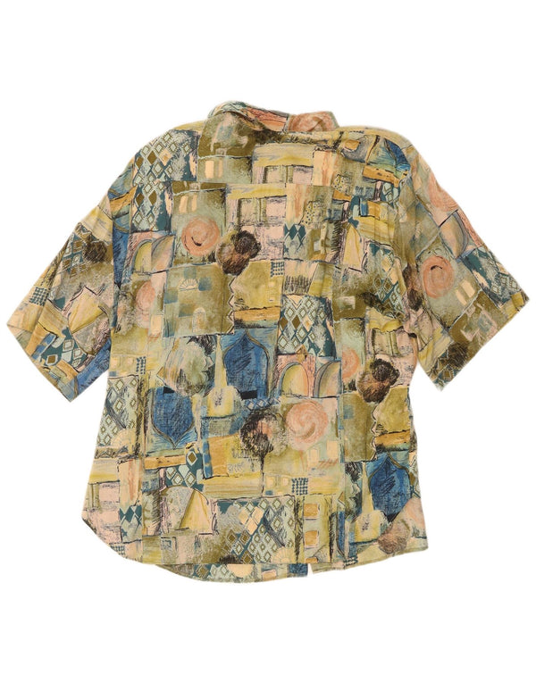 Vintage ženska košulja kratkih rukava UK 18 XL zelena patchwork viskoza