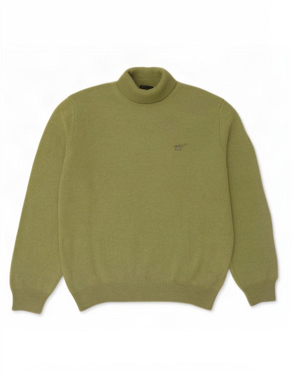 Henry Cottons Mens Roll Neck Jumper Sweater XL Green Virgin Wool