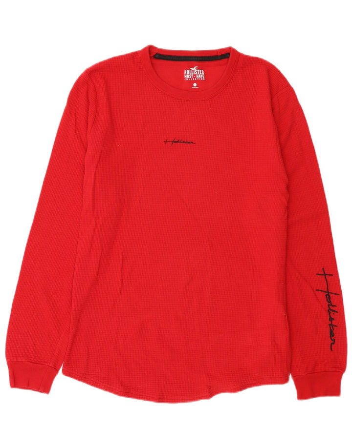 Hollister muška majica dugih rukava Regular Graphic, mala crvena pamuk