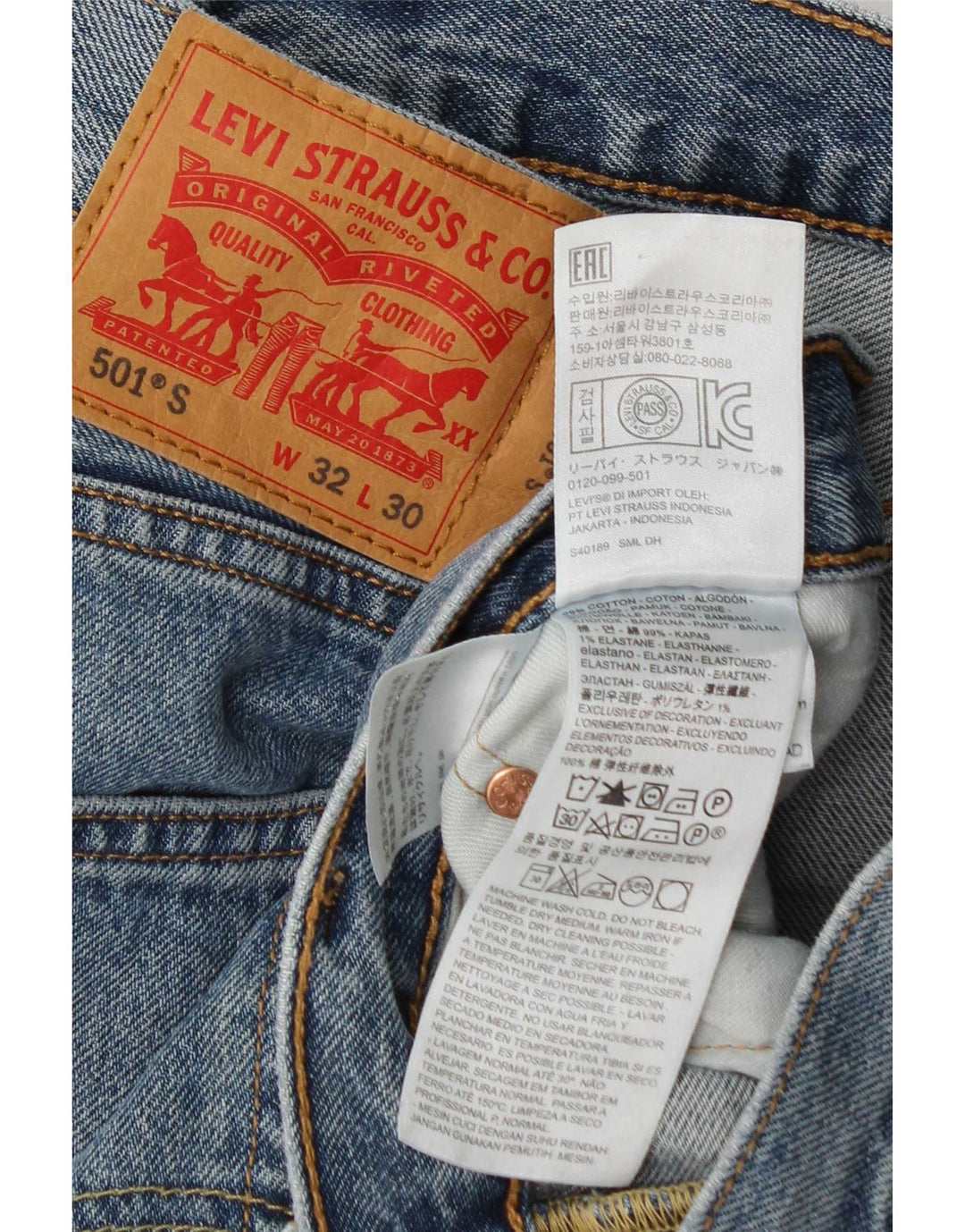 Levi's muške 501 ravne traperice W32 L30 plavi pamuk