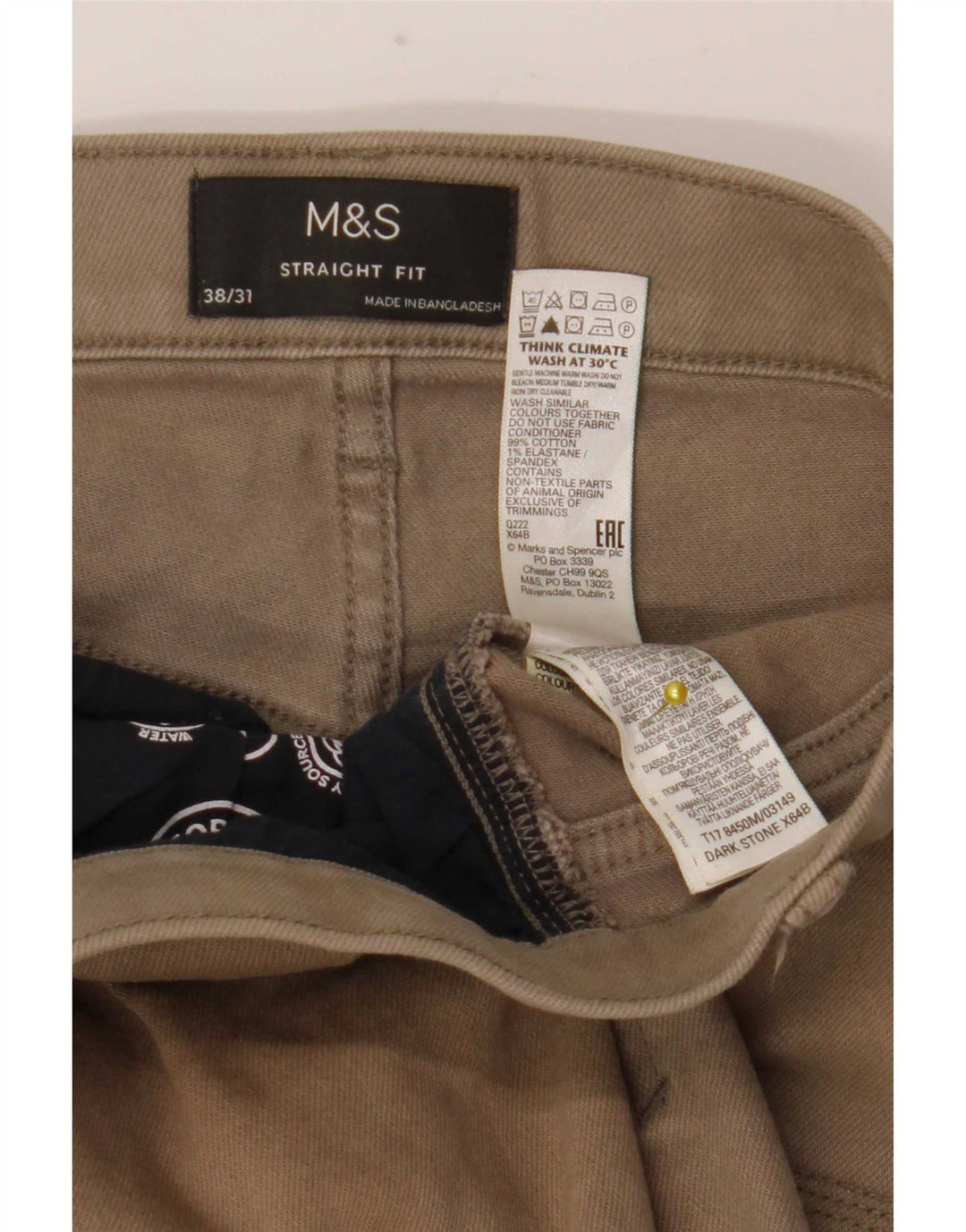 Marks & Spencer muške ravne traperice W38 L31 bež pamuk