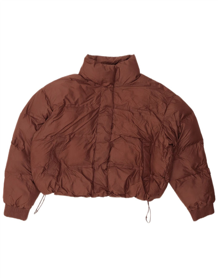 ZARA ženska prevelika kraća podstavljena jakna UK 14 srednje smeđi poliester