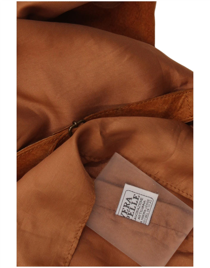 Vintage ženski prsluk od brušene kože UK 16 velika smeđa koža