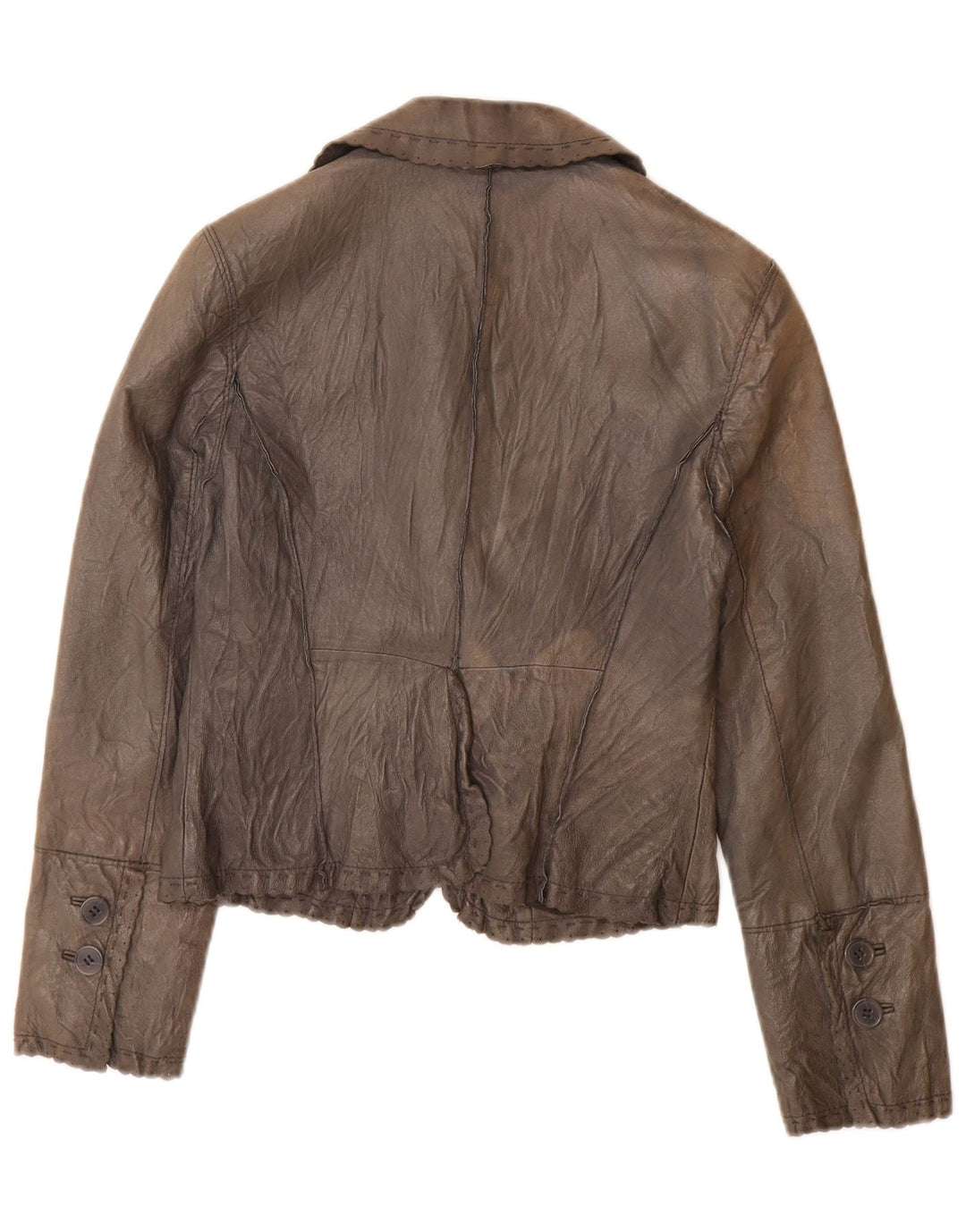 Stefanel ženska kožna jakna sa 2 gumba IT 40 mala siva koža