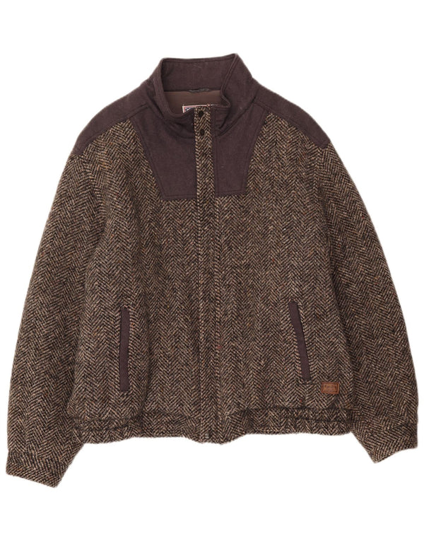 Faciba Mens Bomber Jacket IT 56 3XL Brown Colourblock Wool