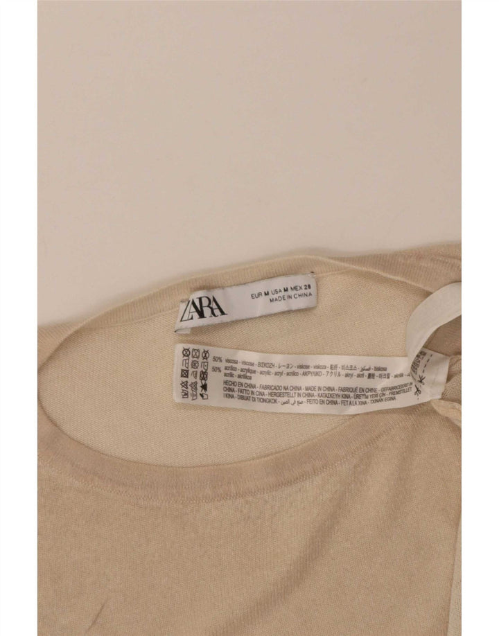 Zara ženska prevelika majica kratkih rukava UK 14 srednje bež viskoza