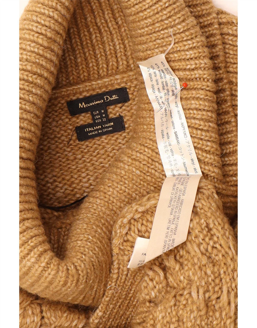 Massimo Dutti ženski pulover s rol izrezom UK 14 Srednje smeđi akril