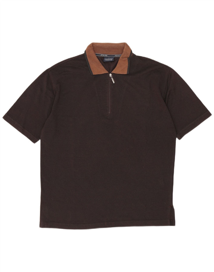 Trussardi Jeans muška polo majica srednje crne boje od poliestera