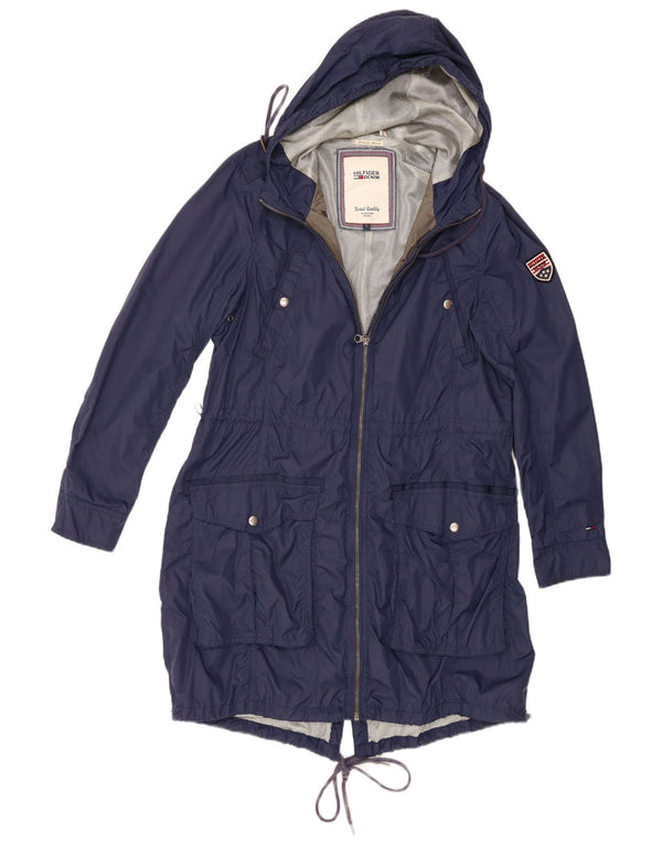 Tommy Hilfiger Womens Hooded Raincoat UK 16 Large Navy Blue Nylon