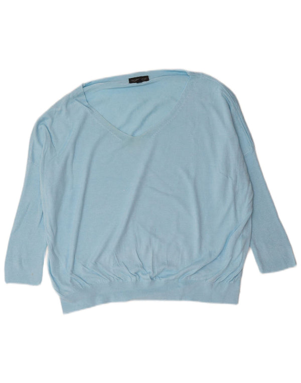 Topshop ženski pulover s 3/4 rukavima velikog v-izreza UK 10 Small Blue