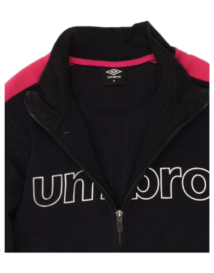 UMBRO Womens Graphic Tracksuit Top Jacket UK 10 Small Black Cotton Vintage Umbro and Second-Hand Umbro from Messina Hembry 